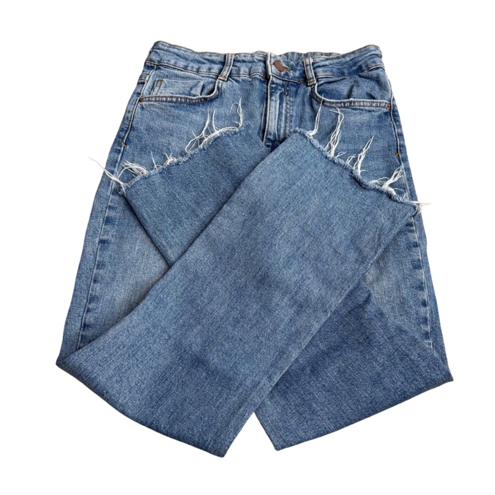 Zara Raw Hem Straight Leg Jeans Womens Size 6/28 Modern Edgy Boho
Indie